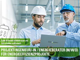 Anzeige Projektingenieur/in / Energieberater (M/W/D) für Energieeffizienzprojekte